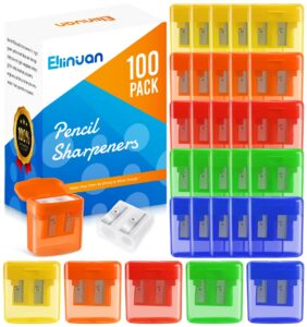 100 pack pencil sharpeners bulk - double hole pencil sharpener manual with cover for school kids, small cute pencil sharpeners handheld for students school classroom supplies