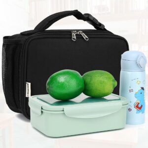 GYEUKHAM Insulated Lunch Box for School, Thermal Reusable Durable Freezable Lunch Bags for Kids Boys Girls Men Women - Small Soft Cooler Portable Lunch Tote Kit for Work Picnic Travel,Black