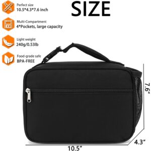 GYEUKHAM Insulated Lunch Box for School, Thermal Reusable Durable Freezable Lunch Bags for Kids Boys Girls Men Women - Small Soft Cooler Portable Lunch Tote Kit for Work Picnic Travel,Black