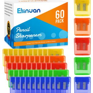 60 Pack Pencil Sharpeners Bulk - Double Hole Pencil Sharpener Manual with Cover for School Kids, Small Cute Pencil sharpeners Handheld for Students School Classroom Supplies