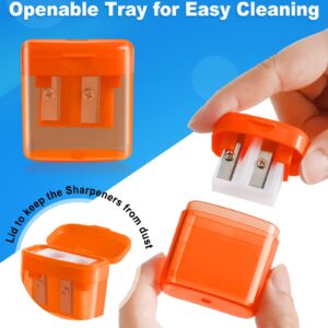 60 Pack Pencil Sharpeners Bulk - Double Hole Pencil Sharpener Manual with Cover for School Kids, Small Cute Pencil sharpeners Handheld for Students School Classroom Supplies