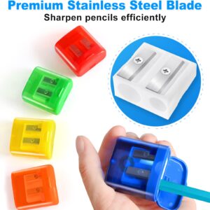 60 Pack Pencil Sharpeners Bulk - Double Hole Pencil Sharpener Manual with Cover for School Kids, Small Cute Pencil sharpeners Handheld for Students School Classroom Supplies