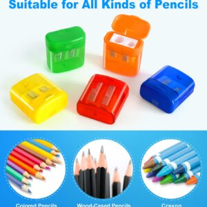 60 Pack Pencil Sharpeners Bulk - Double Hole Pencil Sharpener Manual with Cover for School Kids, Small Cute Pencil sharpeners Handheld for Students School Classroom Supplies