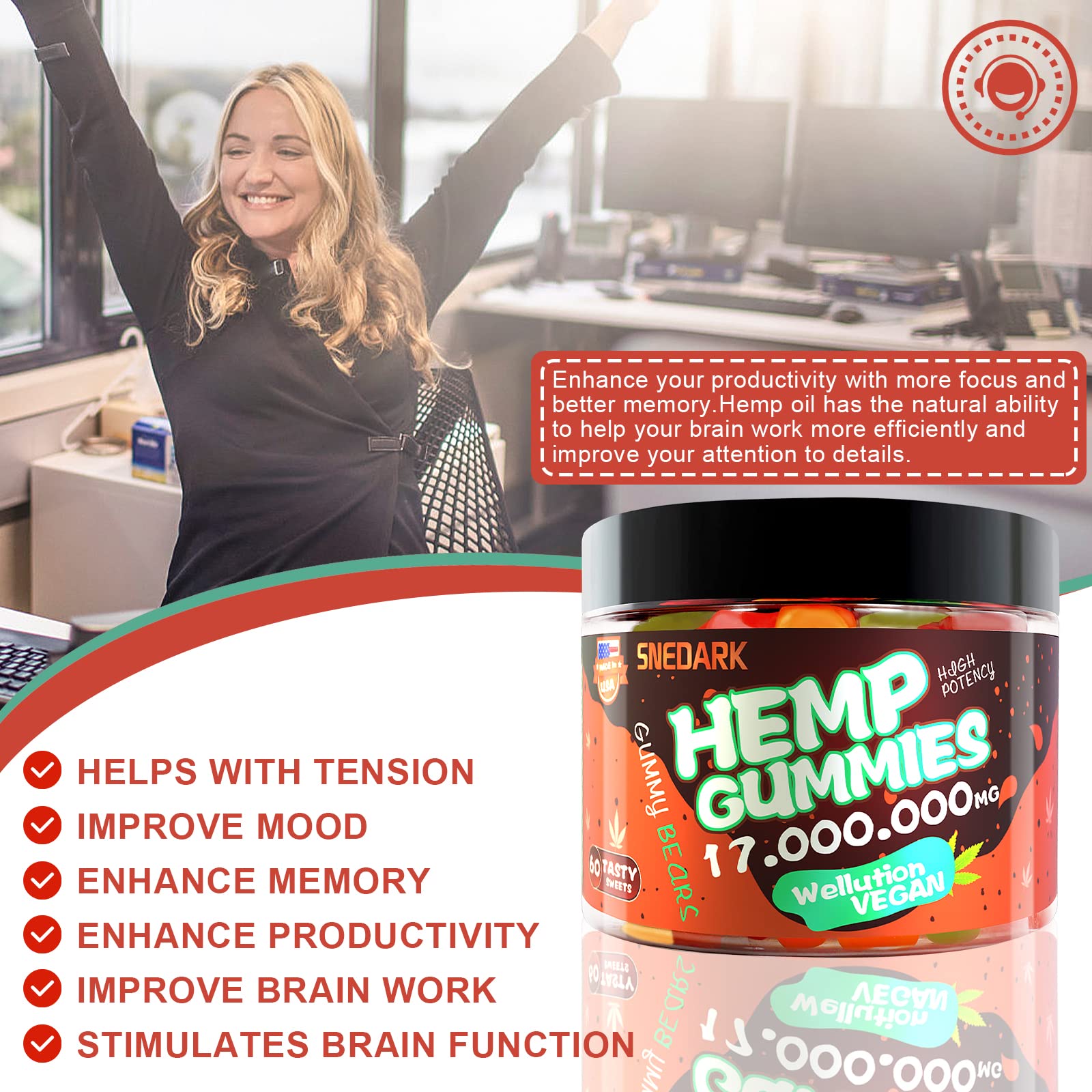 Hemp Gummies - Great for Peace & Relaxation, Soothes Soreness and Discomfort in The Body, High Potency Hеmр Oil Extract, Natural Fruity Flavors - Made in USA