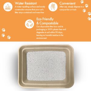 Disposable Litter Boxes for Cats, 8 Pack, Large - 17"x13"x4", Animaru, Use as Disposable Cat Litter Tray or as Disposable Cat Litter Box Liner, Sturdy, Leak Resistant and Sustainable