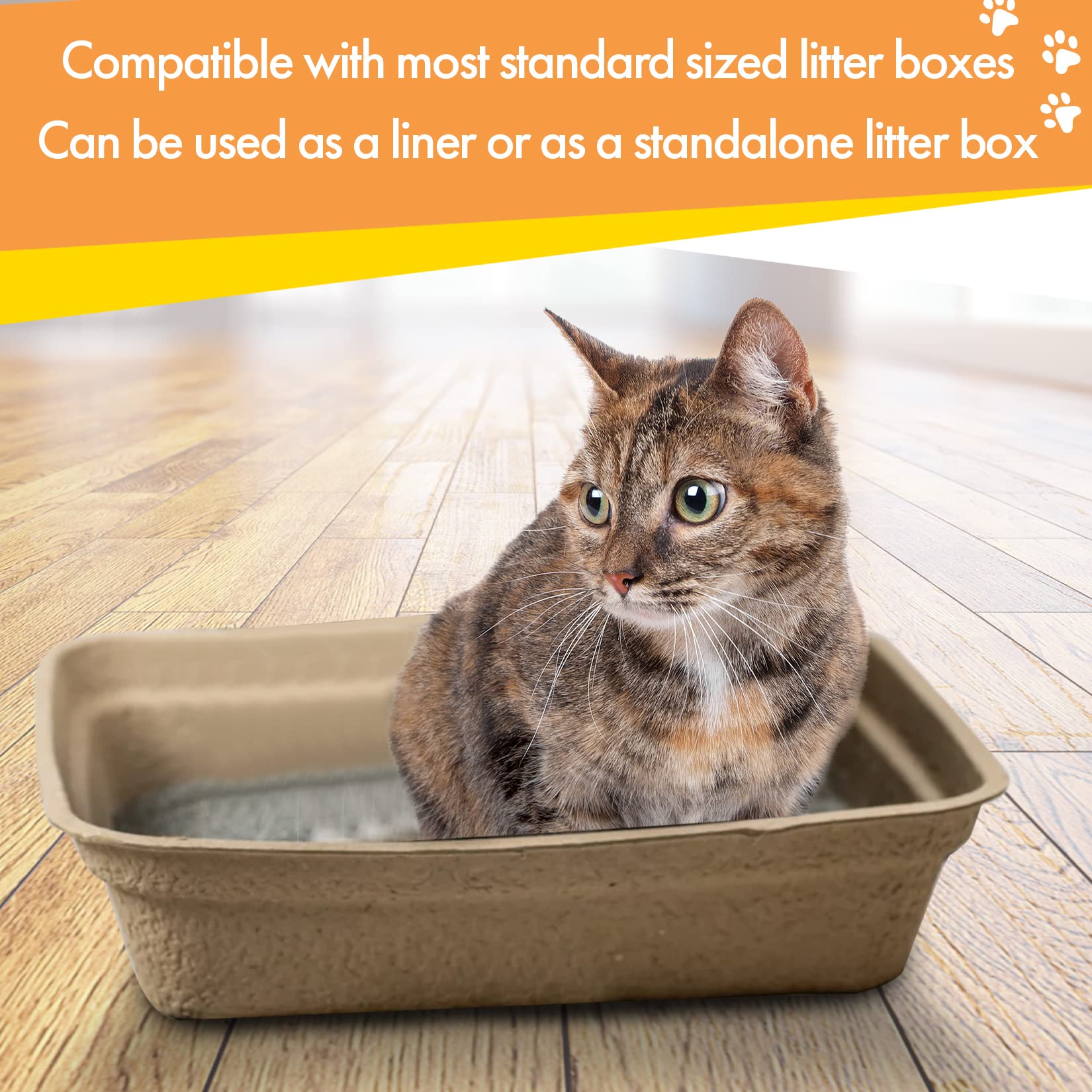 Disposable Litter Boxes for Cats, 8 Pack, Large - 17"x13"x4", Animaru, Use as Disposable Cat Litter Tray or as Disposable Cat Litter Box Liner, Sturdy, Leak Resistant and Sustainable