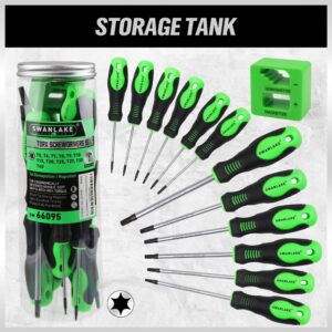 SWANLAKE Magnetic Torx Screwdriver Set - 13 Pieces - T5 to T40 Star Screwdrivers