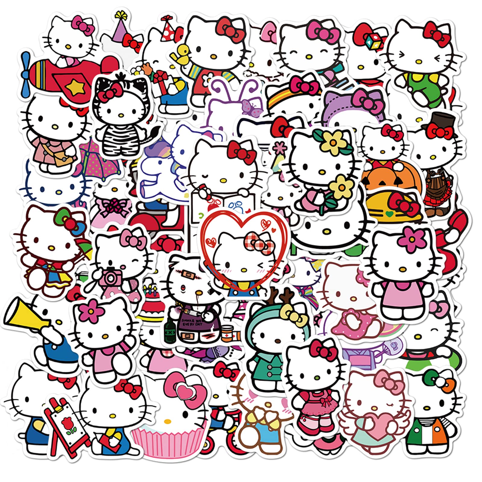 100Pcs Hello Kitty Stickers for Girl, Kawaii Cute Sanrio Cartoon Gifts for Kids, Waterproof Hello Kitty Decal for Teen Water Bottle, Laptop, Travel Case, Guitar, Phone, Skateboard, Bike, Scrapbook