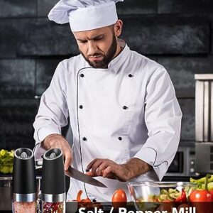 FORLIM Gravity Electric Salt and Pepper Grinder Set, Automatic Pepper Grinder Shakers Mill, Upgraded Batteries Powered Adjustable Coarseness with LED, One Hand Operation Perfect for Kitchen