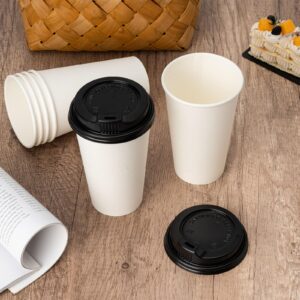 YEEHAW 【16 oz 50 Pack Disposable Paper Coffee Cups with Lids & Sleeves, To Go Hot Cups for Coffee, Hot Liquid, Chocolate, Juice, Hot Beverage Drinking Cup, Ideal for Cafes, Bistros