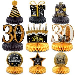 30th Birthday Honeycomb Centerpiece Decoration for Boys Girls Table Sign Decoration for Party Favors [9 Pieces]