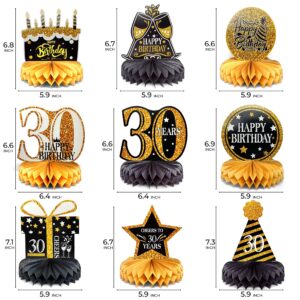 30th Birthday Honeycomb Centerpiece Decoration for Boys Girls Table Sign Decoration for Party Favors [9 Pieces]