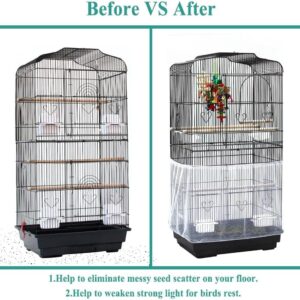 lustrioustoy Bird Cage Seed Catcher, Large, Seed Catcher Guard Net Cover, Prevent Scatter and Mess, Soft Airy Cage Net Stretchy Skirt, Prevent Scatter and Mess(White, 118 x 15.7 Inch)