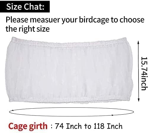 lustrioustoy Bird Cage Seed Catcher, Large, Seed Catcher Guard Net Cover, Prevent Scatter and Mess, Soft Airy Cage Net Stretchy Skirt, Prevent Scatter and Mess(White, 118 x 15.7 Inch)