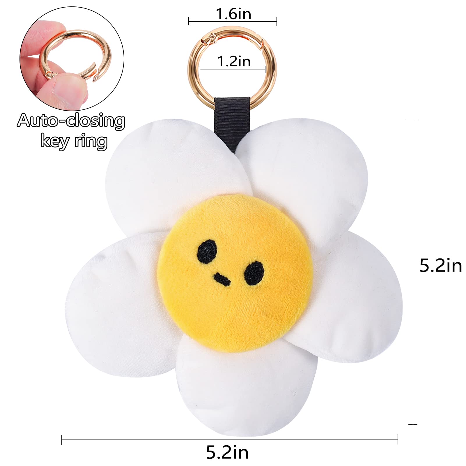 PLwelth Sunflower Keychains for Women Small Sunflower Plush Keychain Accessories for Car Keys Soft Kawaii Pendant Keychain Charms for Backpacks Cute Keyring for Boys Girls Gifts