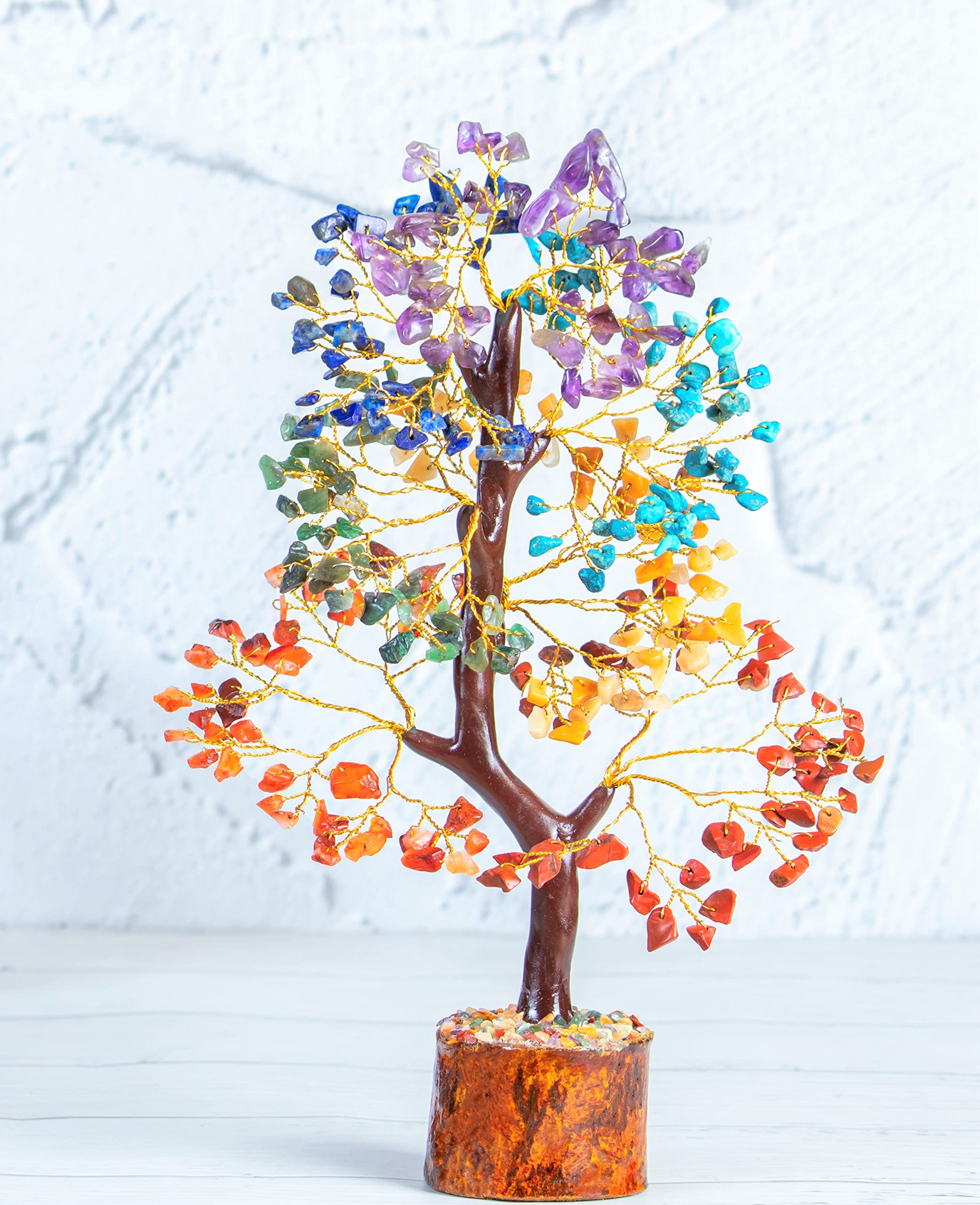 Crocon Seven Chakra Crystal Tree of Life - Gemstone Tree - 7 Chakra Tree - Crystal Tree for Positive Energy - Feng Shui - Money Tree Bonsai - Gem Stone Tree + Home Decor - Thoughtful Gift for Women