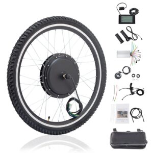 Ktaxon Electric Bike Conversion Kit, 48V 1000W Ebike Conversion Kit, 26" Front/Rear Wheel E-Bike Conversion Kits with PAS, LCD Display, Aluminum Alloy Frame and Gearless Hub Motor (Front Wheel)