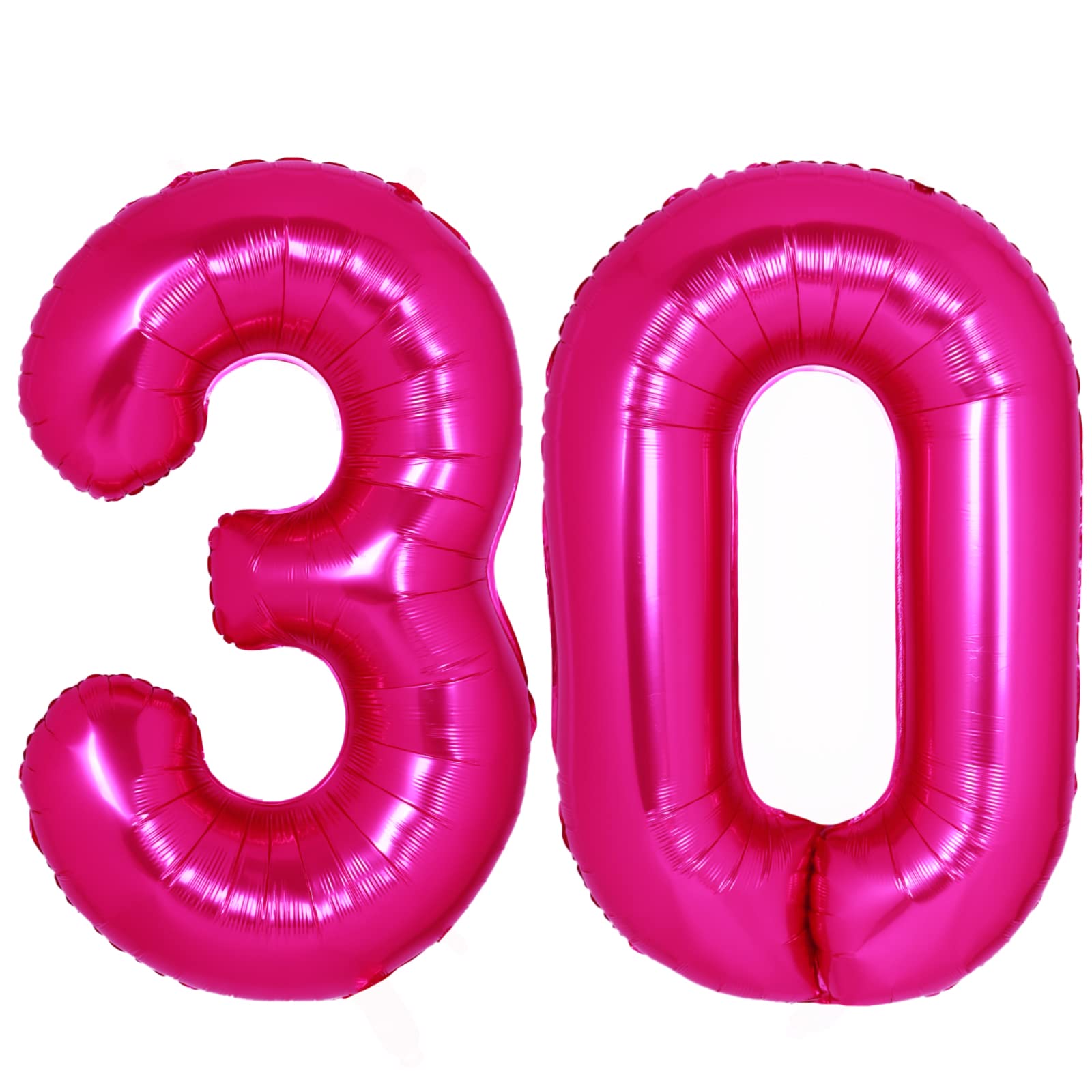 40 Inch Giant Hot Pink Number 30 Balloon, Helium Mylar Foil Number Balloons for Birthday Party, 30th Birthday Decorations for kids and adults, 30 Year Anniversary Party Decorations Supplies