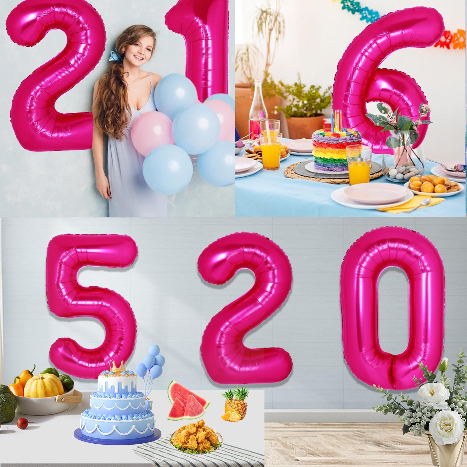 40 Inch Giant Hot Pink Number 30 Balloon, Helium Mylar Foil Number Balloons for Birthday Party, 30th Birthday Decorations for kids and adults, 30 Year Anniversary Party Decorations Supplies