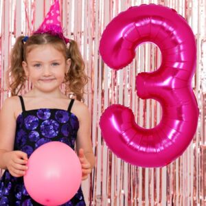 40 Inch Giant Hot Pink Number 30 Balloon, Helium Mylar Foil Number Balloons for Birthday Party, 30th Birthday Decorations for kids and adults, 30 Year Anniversary Party Decorations Supplies