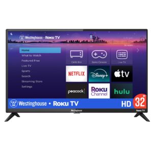 westinghouse roku tv - 32 inch smart tv, 720p led hd tv with wi-fi connectivity and mobile app, flat screen tv compatible with apple home kit, alexa and google assistant