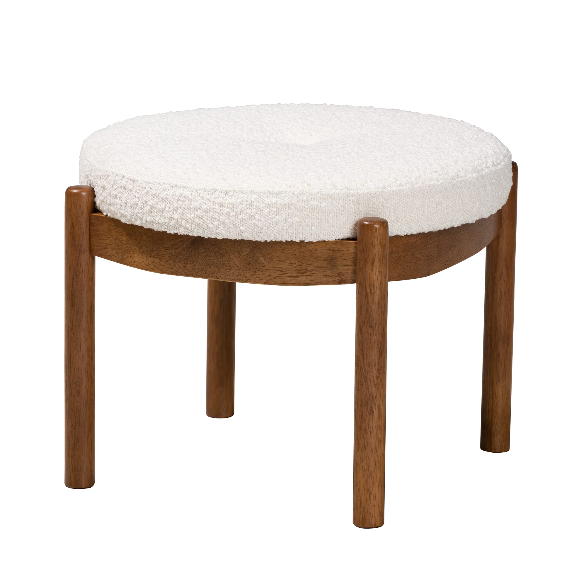 Baxton Studio Iliana Footstool, One Size, White/Walnut Brown