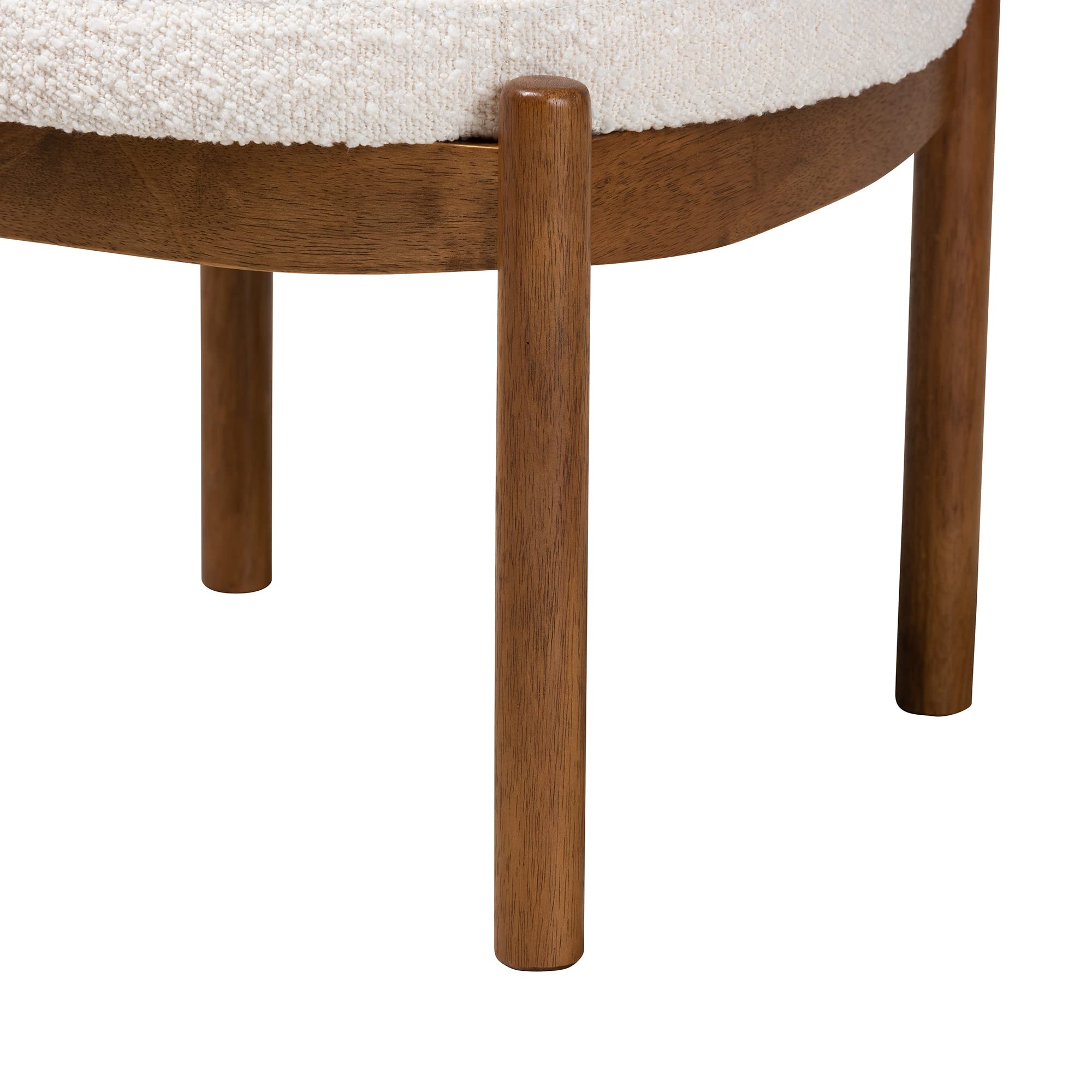 Baxton Studio Iliana Footstool, One Size, White/Walnut Brown