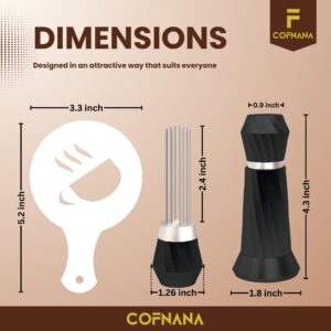 COFNANA WDT Tool Espresso – Professional Espresso Stirrer Tool – Premium Aluminum Espresso Distributor– Espresso Distribution tool replaceable S.S Needles – coffee stir with prime gift box–BLACK