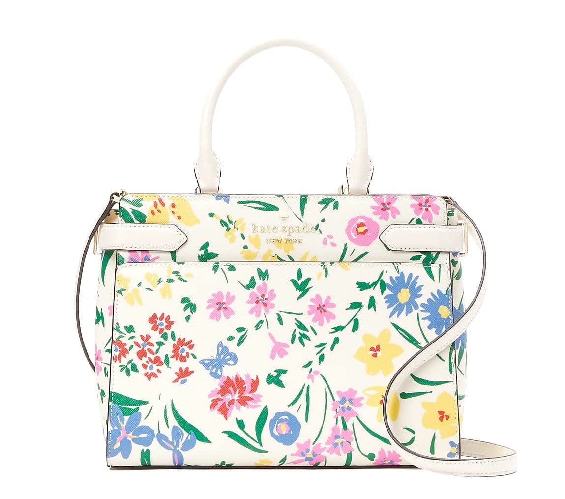 Kate Spade New York womens Kate Spade Staci Medium Top Zip Satchel Crossbody Garden Bouquet - Cream Multi