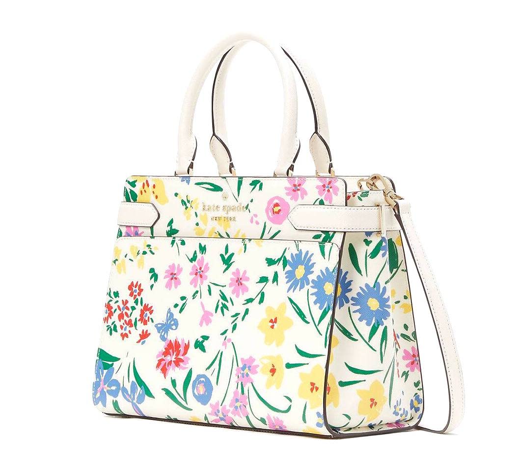 Kate Spade New York womens Kate Spade Staci Medium Top Zip Satchel Crossbody Garden Bouquet - Cream Multi