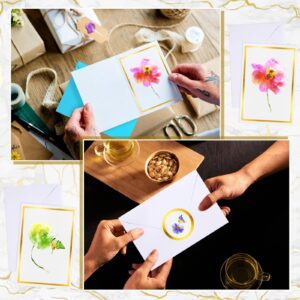 Colarr 80 Sets Watercolor Flowers Greeting Cards Floral Blank Cards Bulk with Envelopes Stickers Stationary Notecards Gold Foil Greeting Cards Gift Set for Birthday Mother's Day 4 x 6 Inches