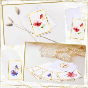 Colarr 80 Sets Watercolor Flowers Greeting Cards Floral Blank Cards Bulk with Envelopes Stickers Stationary Notecards Gold Foil Greeting Cards Gift Set for Birthday Mother's Day 4 x 6 Inches