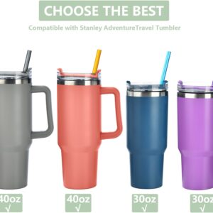 8 Pack Replacement Straws for 40 oz Stanley Adventure Travel Tumbler Cup, Reusable Straws Colored Plastic Straws with Cleaning Brush, Compatible with 40oz 30oz 20oz 14oz Stanley Water Jug, 12inch