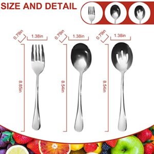 Serving Spoons Set（2023 New）Stainless Steel Serving Utensils Include Serving Spoon Slotted Spoon Serving Forks for Buffet, Parties, Catering and More (Silver)