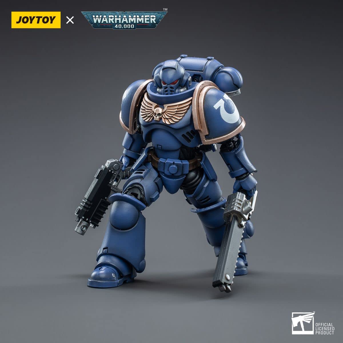 JoyToy 1/18 Warhammer 40,000 Action Figure Ultramarines Intercessor Collection Model, 5.3 Inch (JT3310-v2)