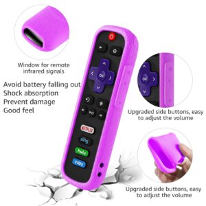 SOTATOO (3 Pack) Remote Cover for Roku, Remote Case Compatible with Roku Voice Remote Official, Silicone Universal Protective Controller Sleeve Glow in The Dark Purple Orange White with Lanyards