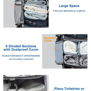 ELEZAY Hanging Packing Cubes Portable Closet 3-Shelf Travel Collapsible Compression Garment Organizer for Carry-on Luggage Suitcase Space Saver Bag XX-Large_No Side Pockets, Gray