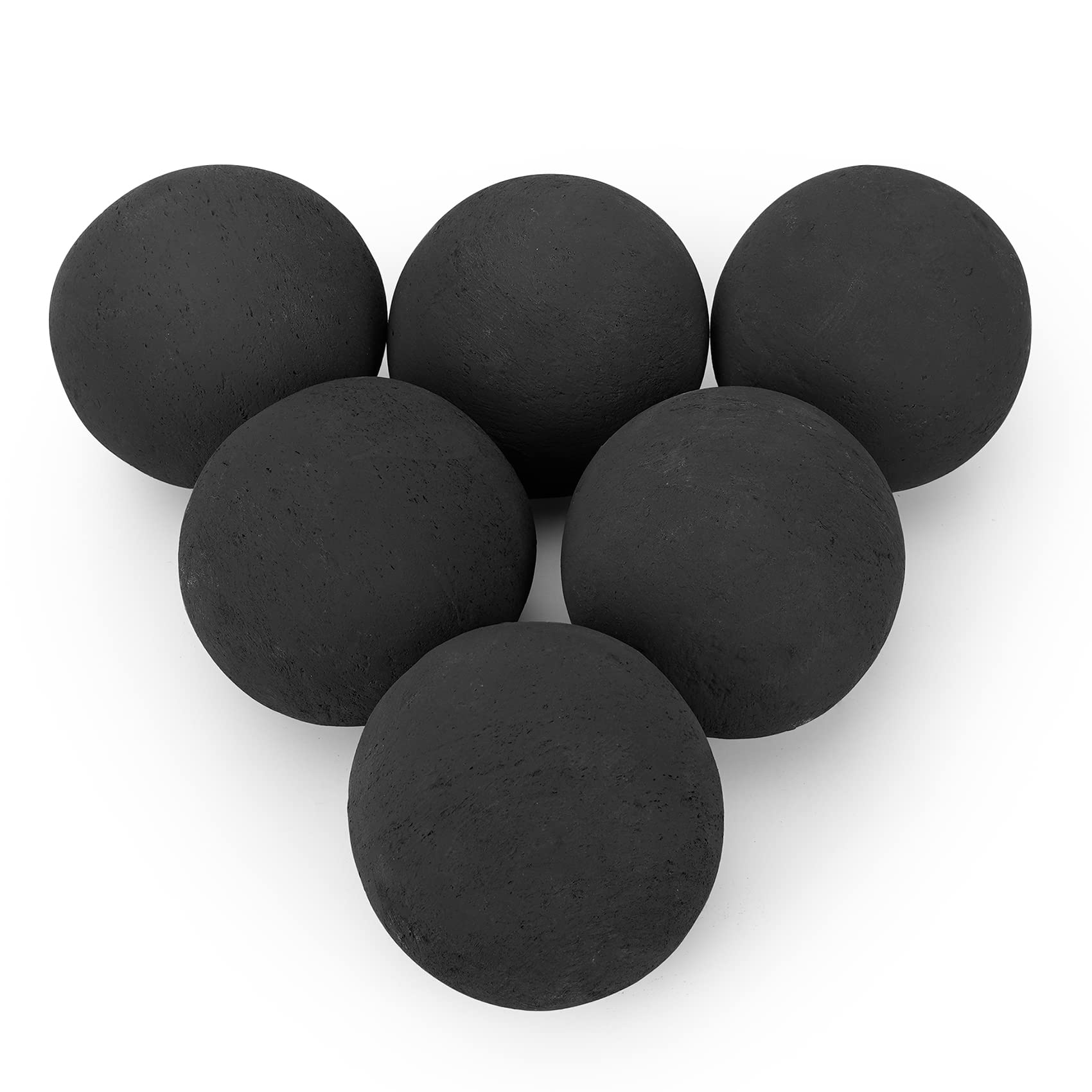 Stanbroil Ceramic Fire Balls - 5” Round Fire Stones for Fire Pit Fire Bowl and Fireplace - Set of 6, Black