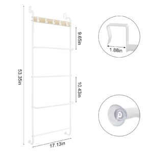 Over The Door Towel Rack for Bathroom Back of Door Towel Rack Bath Towel Holder Behind Door 5 Tier Bathroom Door Rack for Towel Over The Door Blanket Rack White Towel Bar Door Rack Hanger for Bedroom