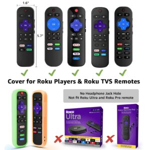 SOTATOO (3 Pack) Case for Roku Remote, Cover for Hisense/TCL Roku TV Steaming Stick/Express, Silicone Universal Protective Controller Sleeve Skin Glow in The Dark Blue Orange Green with Lanyards