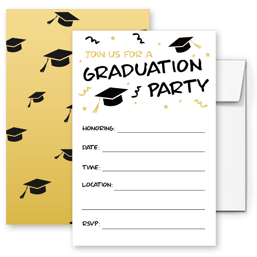 LoaHak Graduation invitations 20 cards with envelopes grad High School University Announcement congrats Invitations cards (007)