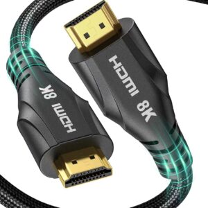 Cratree HDMI Cables 20FT Long - 8K HDMI 2.1 48Gbps Ultra High Speed HDMI Braided Cord,8K 60Hz 4K120Hz,HDCP 2.2&2.3, Compatible with TV/PS4 /PS5/Xbox Series X