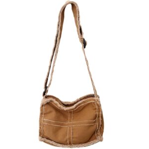 micmores hobo bags for women small crossbody purse y2k canvas tote bag stylish handbag fashion shoulder bag (brown)