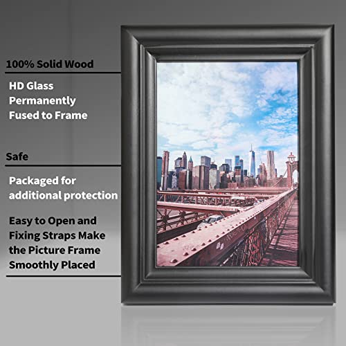 MOMLKFDAY Black 8x10 Picture Frames – Solid Wood with High Definition Glass, Perfect for Tabletop or Wall Hanging – Ideal for Dad, Grandpa, Father's Gifts