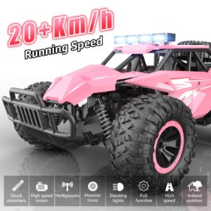 kolegend Remote Control Car for Girls 50+min Monster Trucks 20km/h 1:12 Scale 13 Inch All Terrains RC Truck with Flashing Chassis Lights Gift Toys for Girls Kids Boys