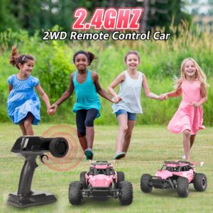 kolegend Remote Control Car for Girls 50+min Monster Trucks 20km/h 1:12 Scale 13 Inch All Terrains RC Truck with Flashing Chassis Lights Gift Toys for Girls Kids Boys