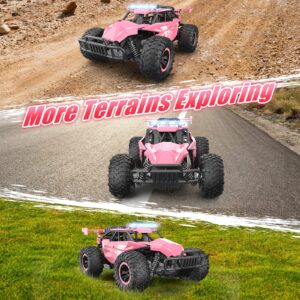 kolegend Remote Control Car for Girls 50+min Monster Trucks 20km/h 1:12 Scale 13 Inch All Terrains RC Truck with Flashing Chassis Lights Gift Toys for Girls Kids Boys