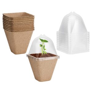 peat pots 10pcs biodegradable planter nursery pots recycled pulp seed starting pots round & square nursery cups increase survival rate starter kits for garden peat pots with humidity dome