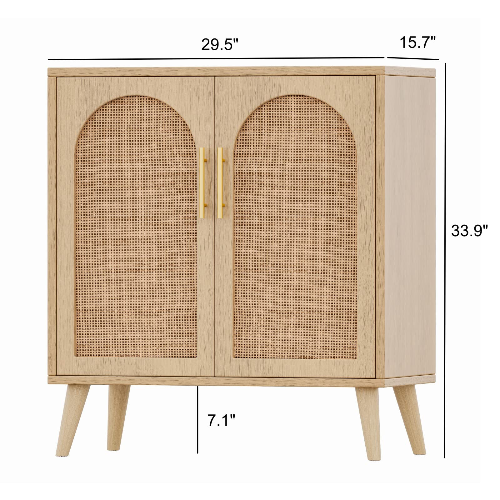 Rovaurx Rattan Storage Cabinet with Doors, Accent Bathroom Floor Cabinet, Modern Sideboard Buffet Cabinet for Living Room, Entryway, Dining Room and Kitchen, Natural BMGZ108M