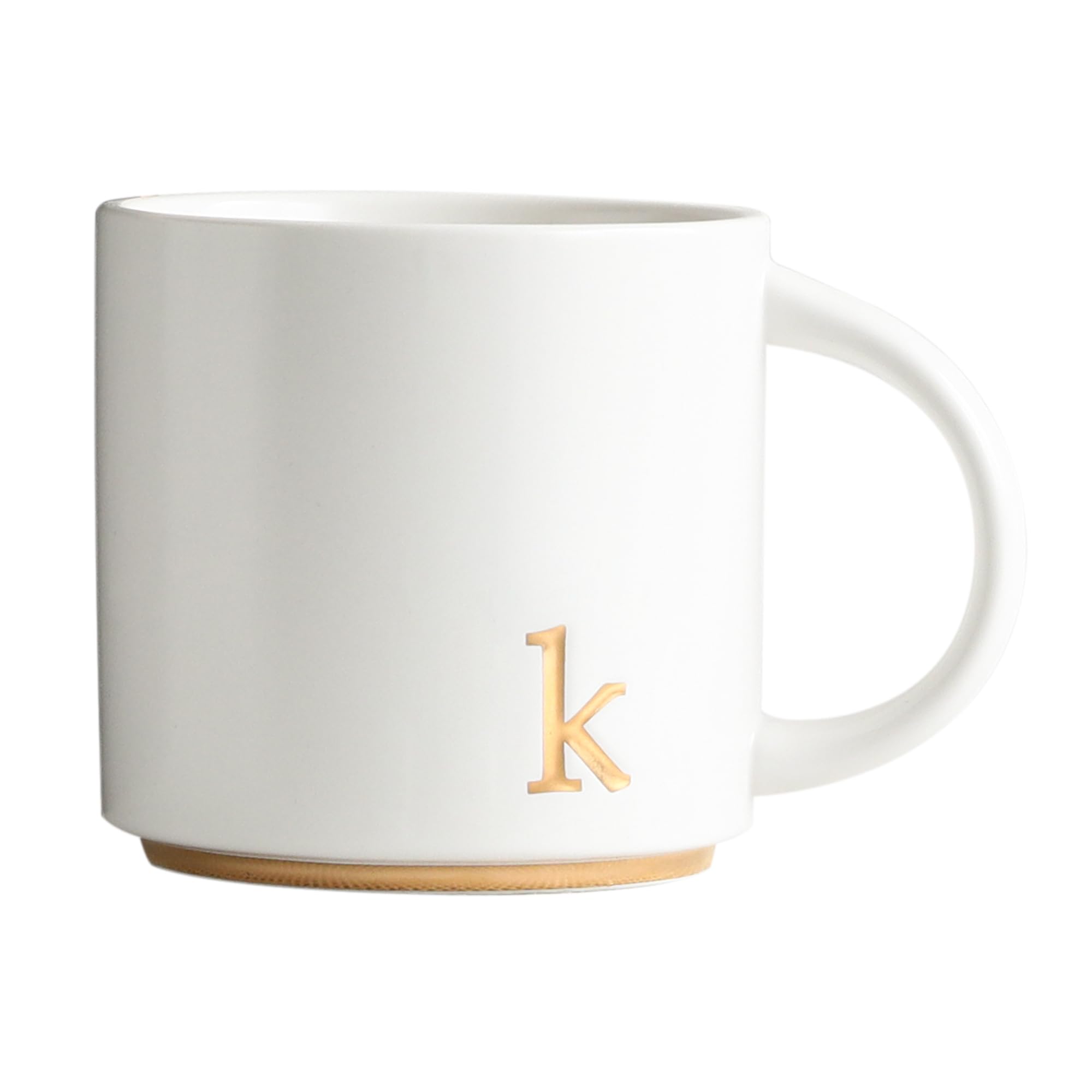 COLLECTIVE HOME - Monogram Ceramic Mugs, 15 oz Golden Initial Coffee Cups, Elegant Alphabet Tea Mugs, Elegant Personalized Mug with Gift Box, Luxurious Cups for Office and Home (k)